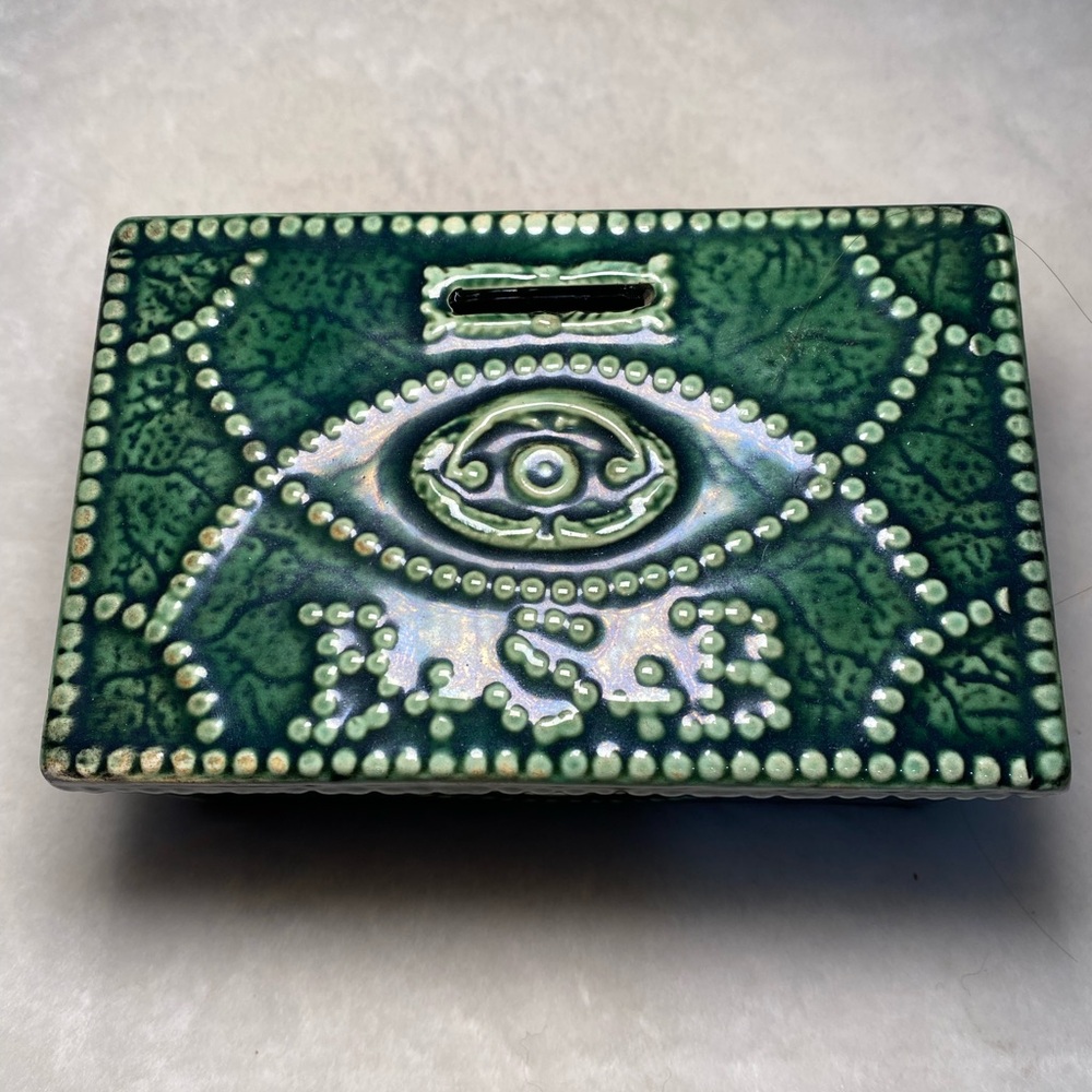 Replica First Money Chest 1834 Bowery Savings Bank Green BSB McCoy Art Pottery